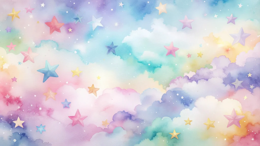 Pastel Galaxy Background for Google Slides with Rainbow Stars