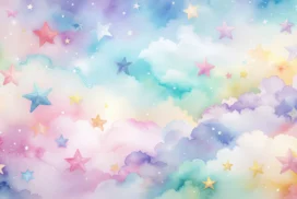 Pastel Galaxy Background for Google Slides with Rainbow Stars
