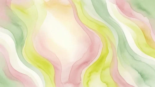Marbled watercolor waves in green, pink, and yellow with a glowing center for Google Slides