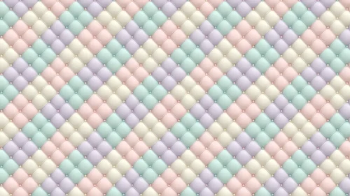 Pastel quilted diamond pattern with pearl studs in mint, lavender, and peach for Google Slides