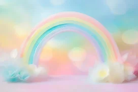 Rainbow Background For Google Slides With Glittery Fabric Flowers