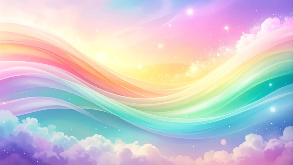 Pastel Rainbow Sky Background with Glowing Clouds for PowerPoint