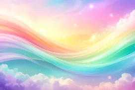 Pastel Rainbow Sky Background with Glowing Clouds for PowerPoint