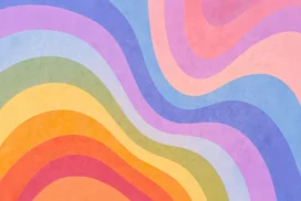 Pastel Rainbow Background for PowerPoint with Retro Groovy Waves