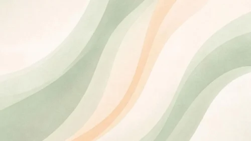 Muted sage green and peach retro wave bands on a grainy cream background for PowerPoint