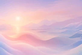 Pastel Sunset Landscape Background for PowerPoint with Glowing Sun