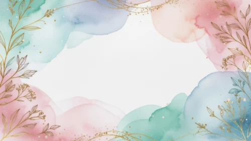 Pastel Floral Frame Background For PowerPoint With Gold Line Botanicals Pastel Floral Frame Background For PowerPoint With Gold Line Botanicals