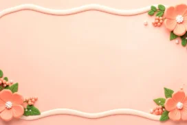 Pink Floral Frame Background for PowerPoint with Clay Blooms
