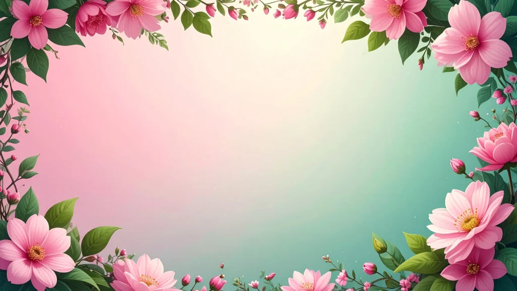 Pink Floral Frame Background For PowerPoint With A Full Border