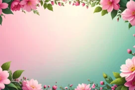 Pink Floral Frame Background For PowerPoint With A Full Border