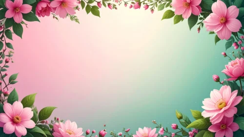 Pink Floral Frame Background For PowerPoint With A Full Border Pink Floral Frame Background For PowerPoint With A Full Border