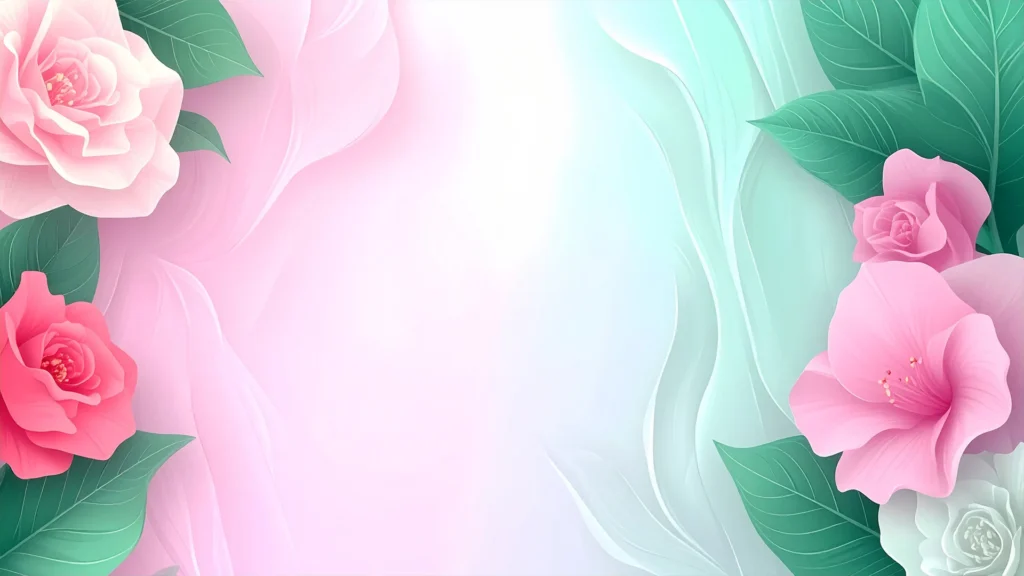 Pink Floral Background with a Soft Pink-to-Mint Gradient