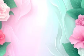 Pink Floral Background with a Soft Pink-to-Mint Gradient