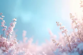 Winter Cherry Blossom Background for PowerPoint with Blue Sky