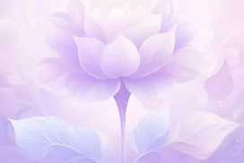 Purple Floral Background for Google Slides with Glowing Lotus Bloom