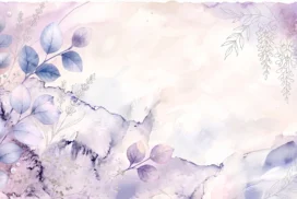 Purple Watercolor Floral Background For PowerPoint With Wisteria