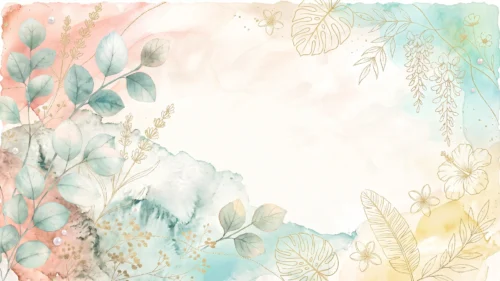 Watercolor Floral Background For Google Slides With Eucalyptus Watercolor Floral Background For Google Slides With Eucalyptus