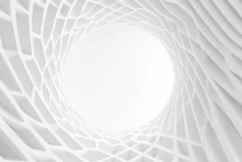 White 3D Background For PowerPoint With A Geometric Tunnel