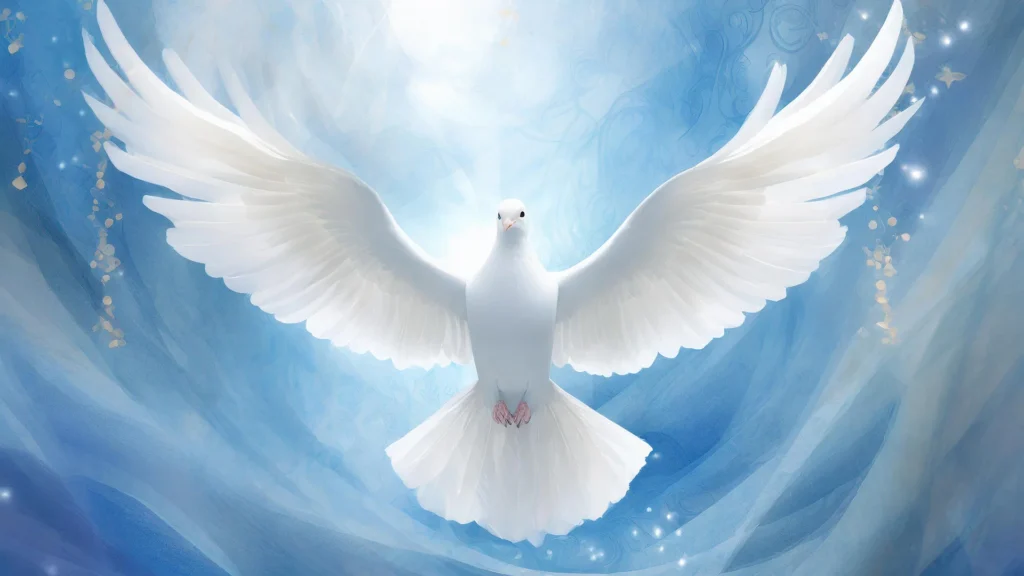Dove Peace Background For PowerPoint With Silk Drapes