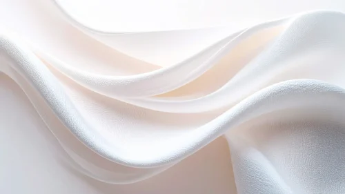 Macro close-up of warm ivory white silk satin fabric waves for PowerPoint