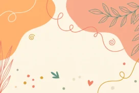 Aesthetic Boho Frame Background for Google Slides with Apricot and Salmon Blobs on a Cream Page