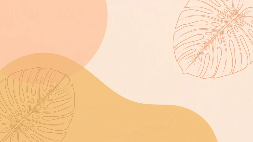 Aesthetic Boho Background for Google Slides with Peach Monstera Leaves