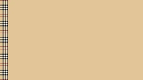 Beige plaid background for PowerPoint with a black, white and red check strip along the left edge and plain camel beige space