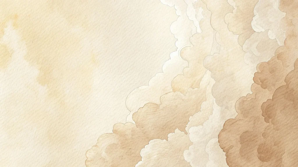 Beige Watercolor Clouds Background for PowerPoint with a Clear Cream Left Side