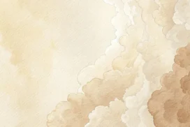 Beige Watercolor Clouds Background for PowerPoint with a Clear Cream Left Side