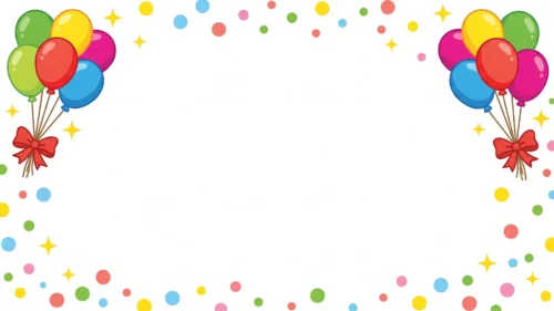 Birthday Balloons Frame Background For PowerPoint With Twin Bouquets And Confetti Birthday Balloons Frame Background For PowerPoint With Twin Bouquets And Confetti