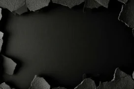 Black Ripped Paper Background for Google Slides with Cracked Stone Shards on All Sides
