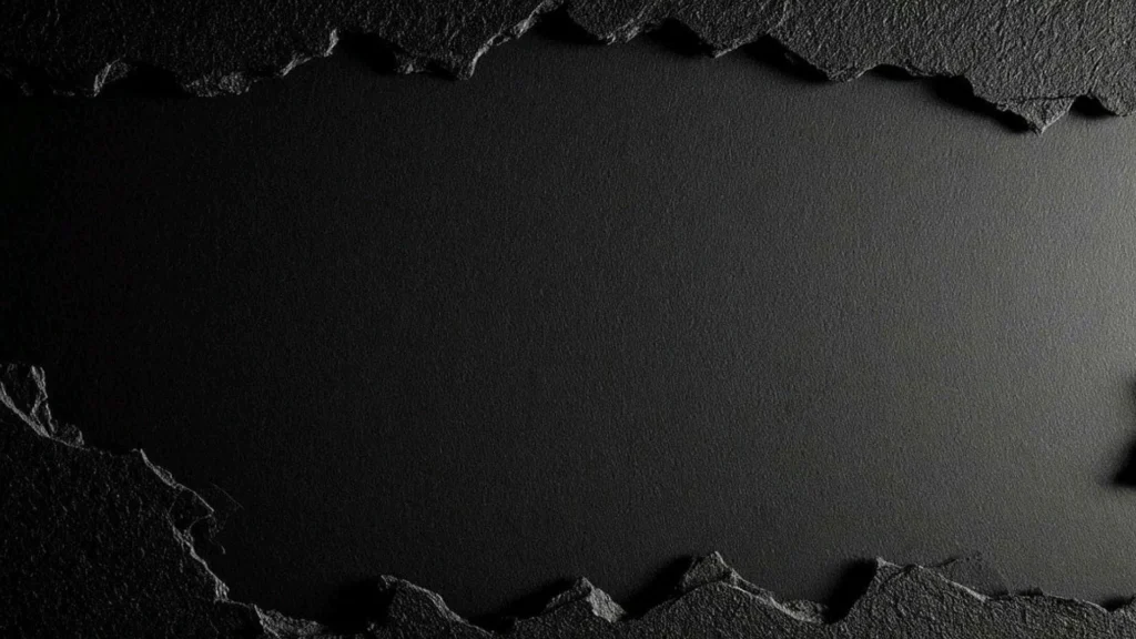 Black Torn Paper Background for PowerPoint with Rough Stone Textured Edges