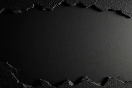 Black Torn Paper Background for PowerPoint with Rough Stone Textured Edges