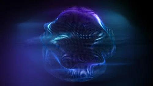 Blue Particle Wave Background for PowerPoint with a Glowing Teal Dot Mesh Blob Blue Particle Wave Background for PowerPoint with a Glowing Teal Dot Mesh Blob