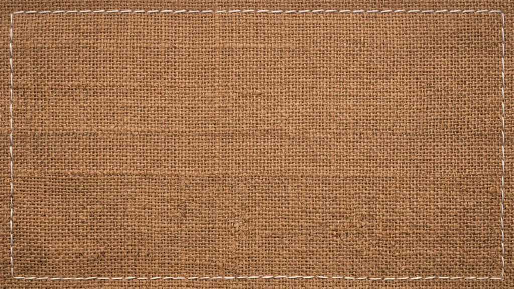 Burlap Texture Background For PowerPoint With A White Stitched Border