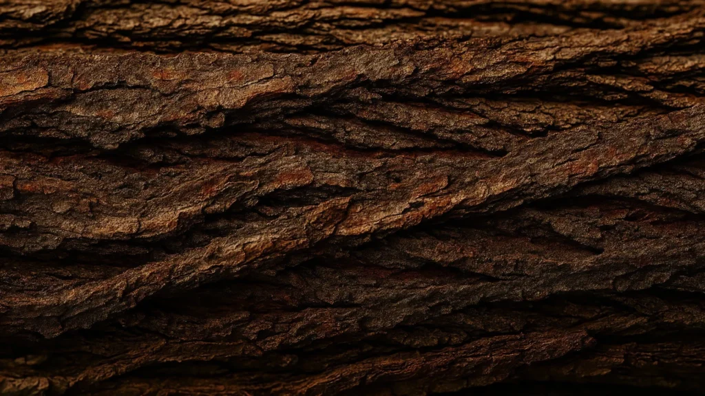 Wood Bark Background For PowerPoint With Deep Natural Grooves