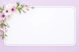 Cherry Blossom Frame Background for PowerPoint with a Lilac Textured Paper and Rounded White Panel