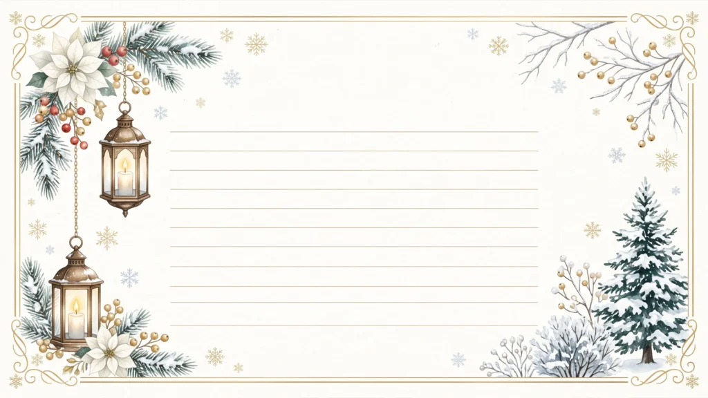 Christmas Lantern Frame Background for Google Slides with Poinsettias