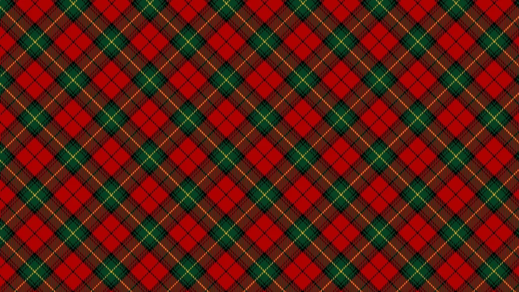 Christmas Plaid Background for PowerPoint with Red and Dark Green Diagonal Tartan