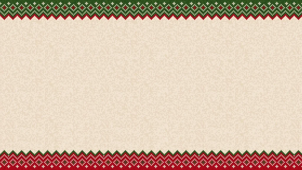 Christmas Border Background for Google Slides with Cream Knit Texture and Red Green Fair Isle Edges