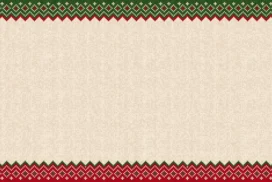 Christmas Border Background for Google Slides with Cream Knit Texture and Red Green Fair Isle Edges