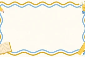 Creative PPT Background For Kids With A Wavy Blue And Mustard Frame