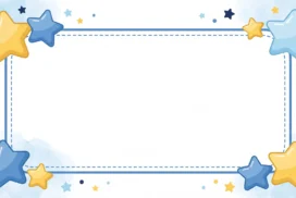 Cute Star Frame Background For Google Slides With Glossy Blue And Gold Stars
