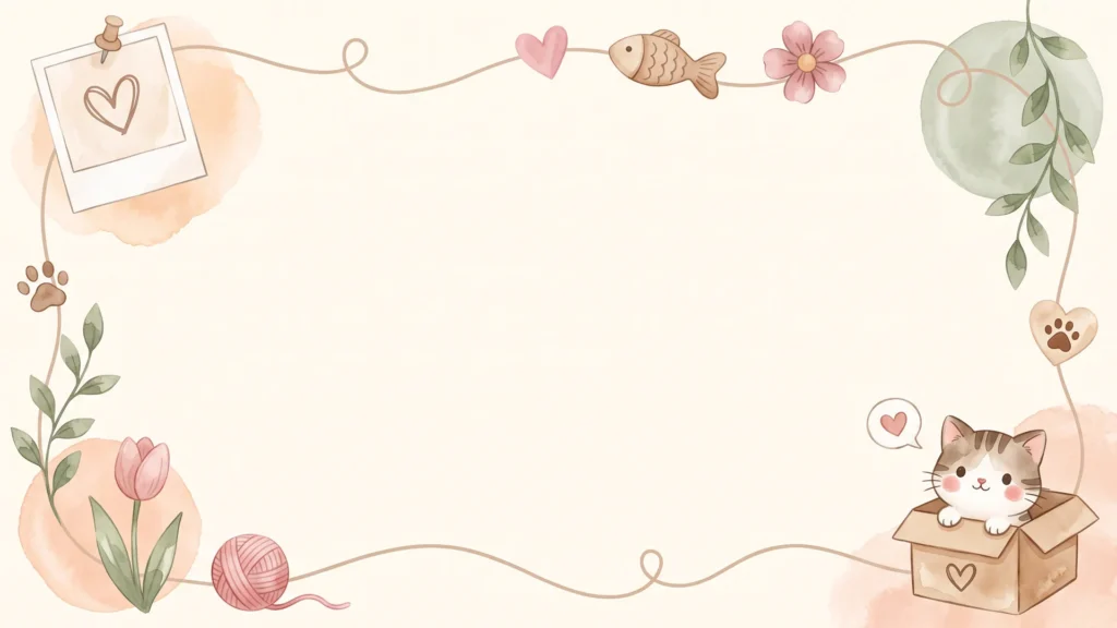 Cute Frame Background For PowerPoint With A Boho Cat In A Box