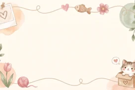 Cute Frame Background For PowerPoint With A Boho Cat In A Box