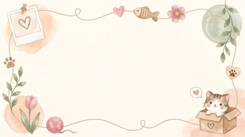 Cute Frame Background For PowerPoint With A Boho Cat In A Box Cute Frame Background For PowerPoint With A Boho Cat In A Box