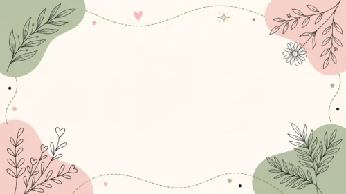 Cute Boho Frame Background for Google Slides with Sage and Blush Blobs and Line Art Leaves Cute Boho Frame Background for Google Slides with Sage and Blush Blobs and Line Art Leaves