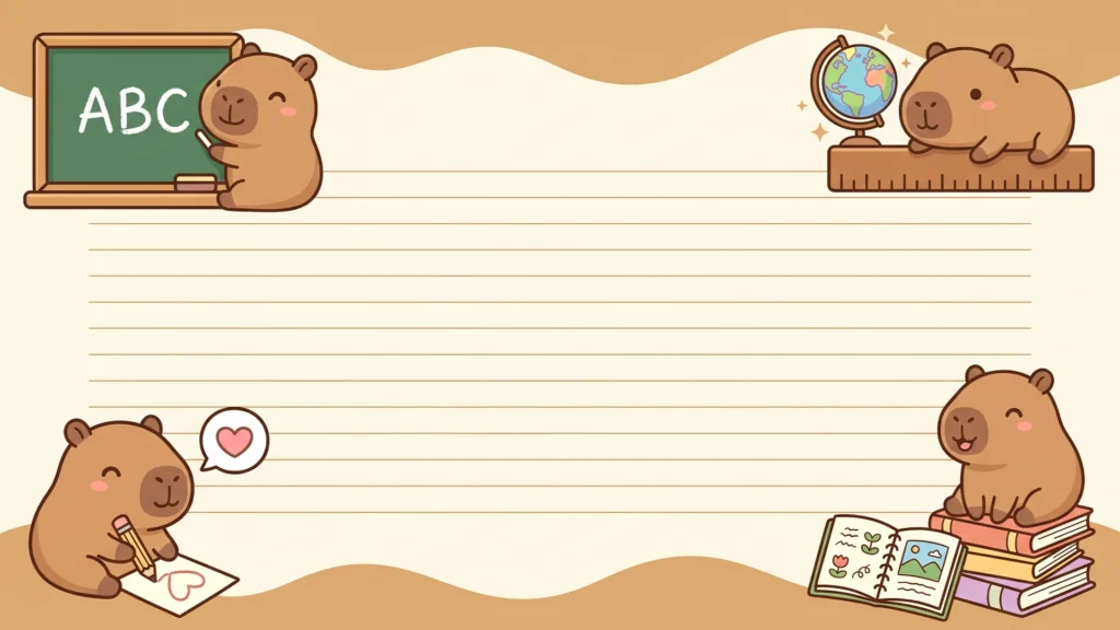 Cute Capybara School Frame Background for Google Slides with ABC Board