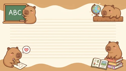 Cute Capybara School Frame Background for Google Slides with ABC Board Cute Capybara School Frame Background for Google Slides with ABC Board