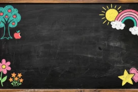 Black Chalkboard Background for PowerPoint with Chalk Doodles